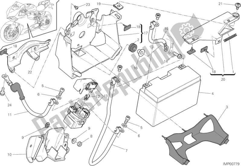 Toutes les pièces pour le Support De Batterie du Ducati Superbike 1299S ABS USA 2015